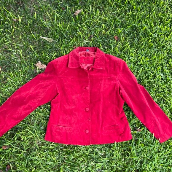 90s Size XL Red Leather Jacket - Picture 1 of 4